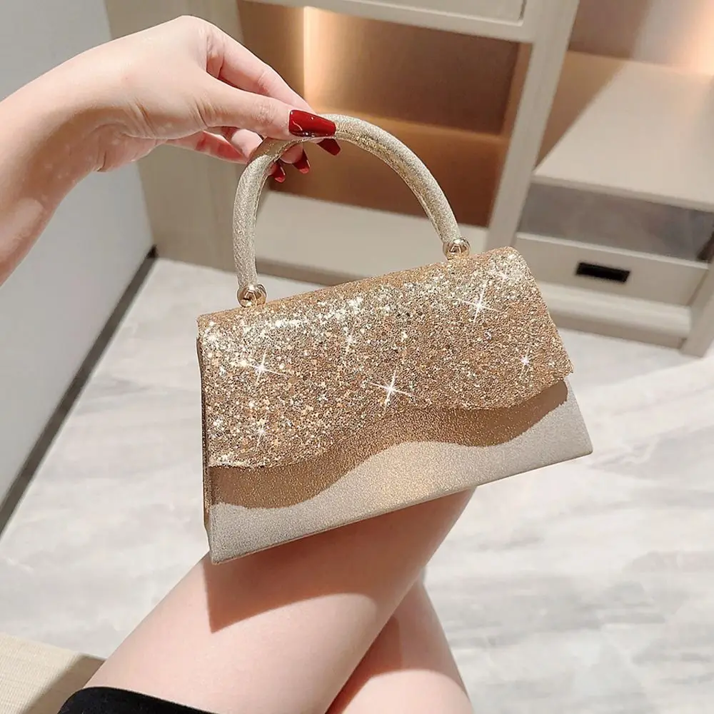 Gold Sequin Evening Bag Women Elegant Fashion Banquet Clutch Chain Shoulder Bags Luxury Purse Female Wedding Party Handbags