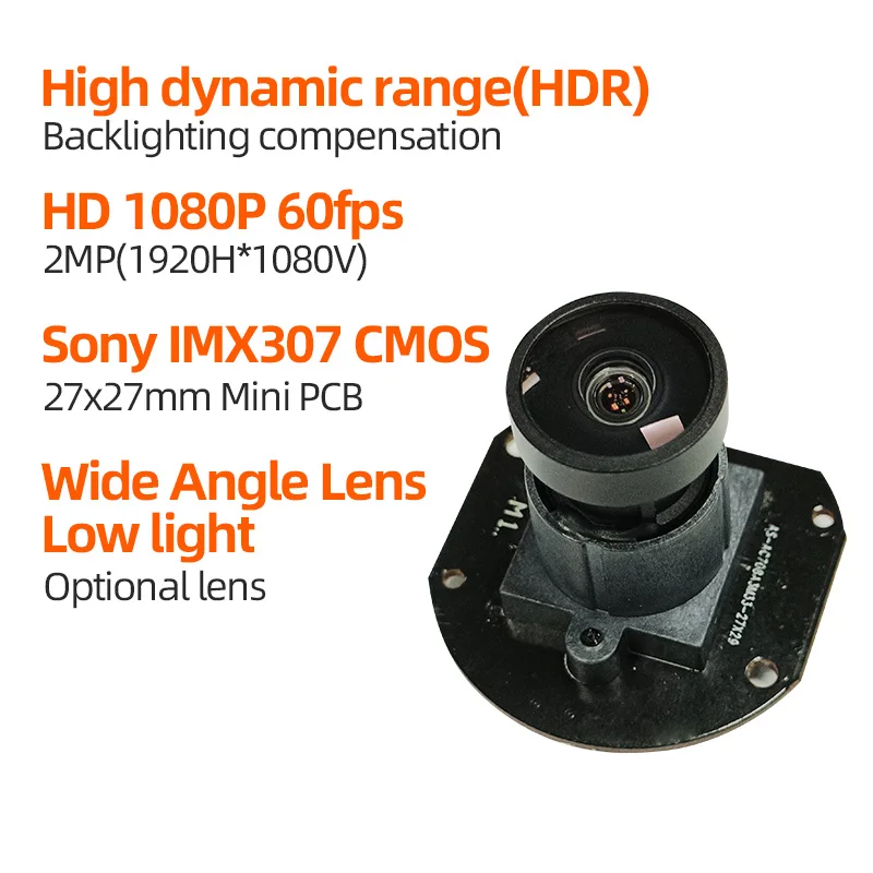 Low Light Starvis Sensor 2MP 1080P IMX307 MIPI  Module HDR Fixed Webcam