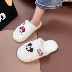 New Mickey Minnie Disney Kawaii Cartoon Doll Mickey Mouse Cute Creative Furry Cotton Slippers Baotou Indoor Home Half Drag Gift