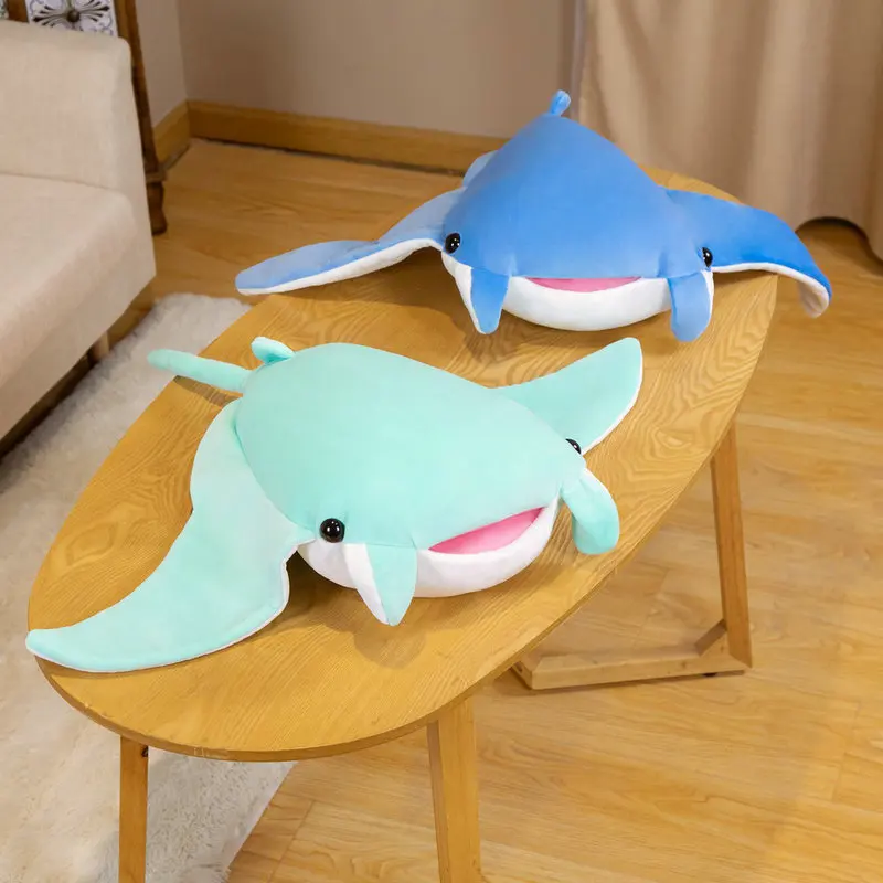 Cartoon Levensechte Mobula Walvis Knuffel Zacht Real Life Ray Vis Pop Realistische Zee Dieren Knuffels Kussen Voor Kinderen