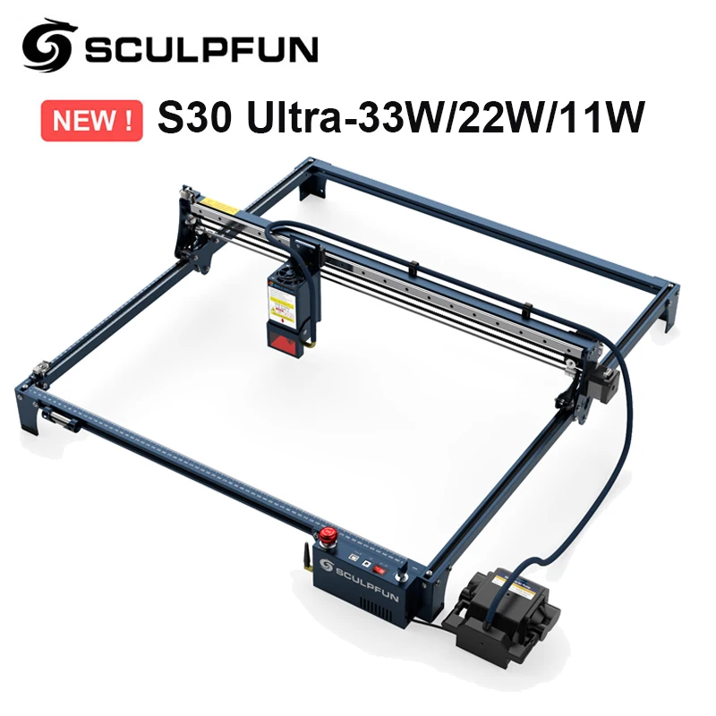 

SCULPFUN S30 Ultra-33W/22W/11W Laser Engraving Machine 600x600mm Area Automatic Air Assist Replaceable Lens Eye Protection