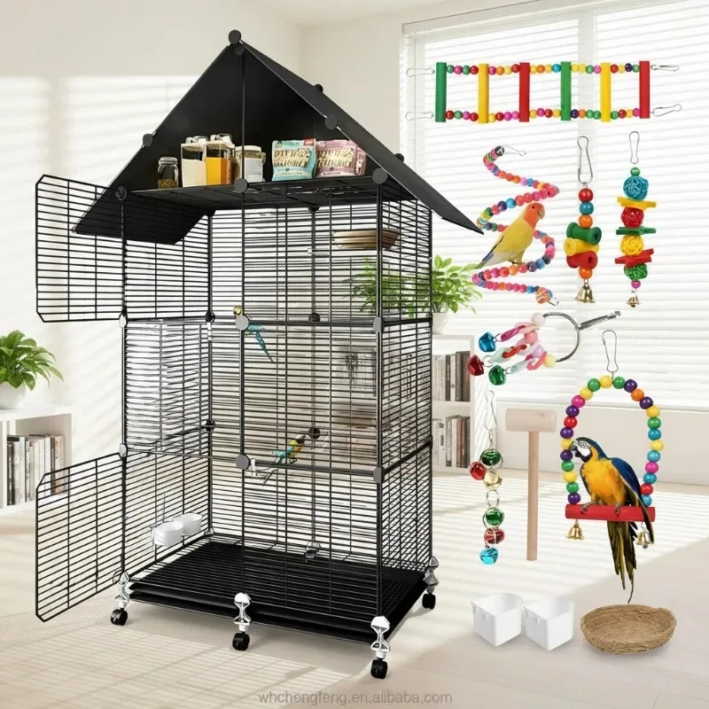 Non Toxic Bird Cage Plastic Nest Nesting Tray Pan Aviary Parakeet Cockatiel Budgie Breeding Black Bird Cage Parrot