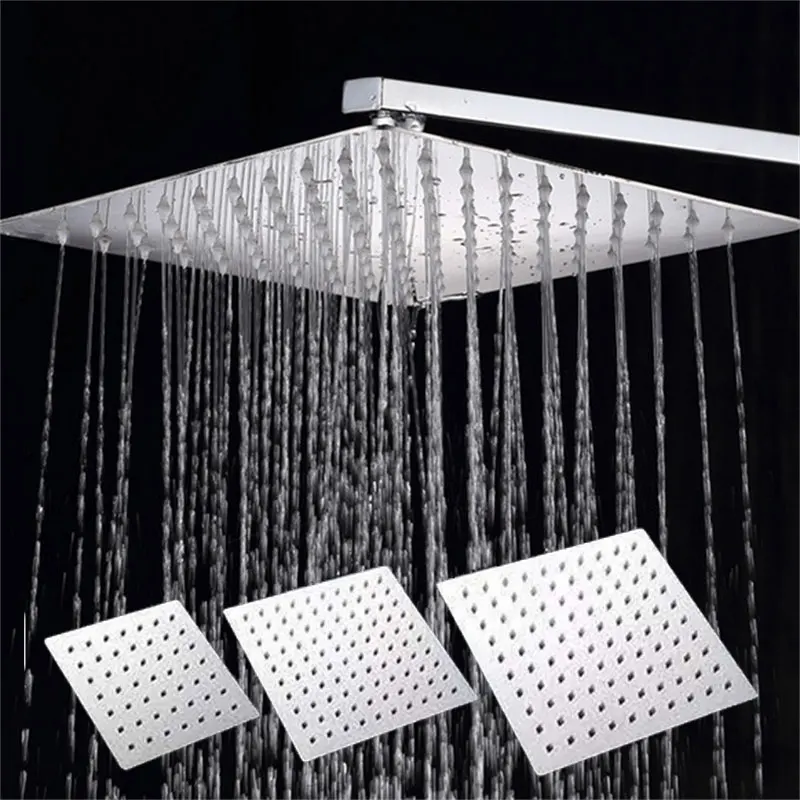 Rainfall Shower Head 10/8/6 Inch Stainless Steel Ultra-thin Waterfall Shower Heads Rainfall Shower Head Rain Square Round