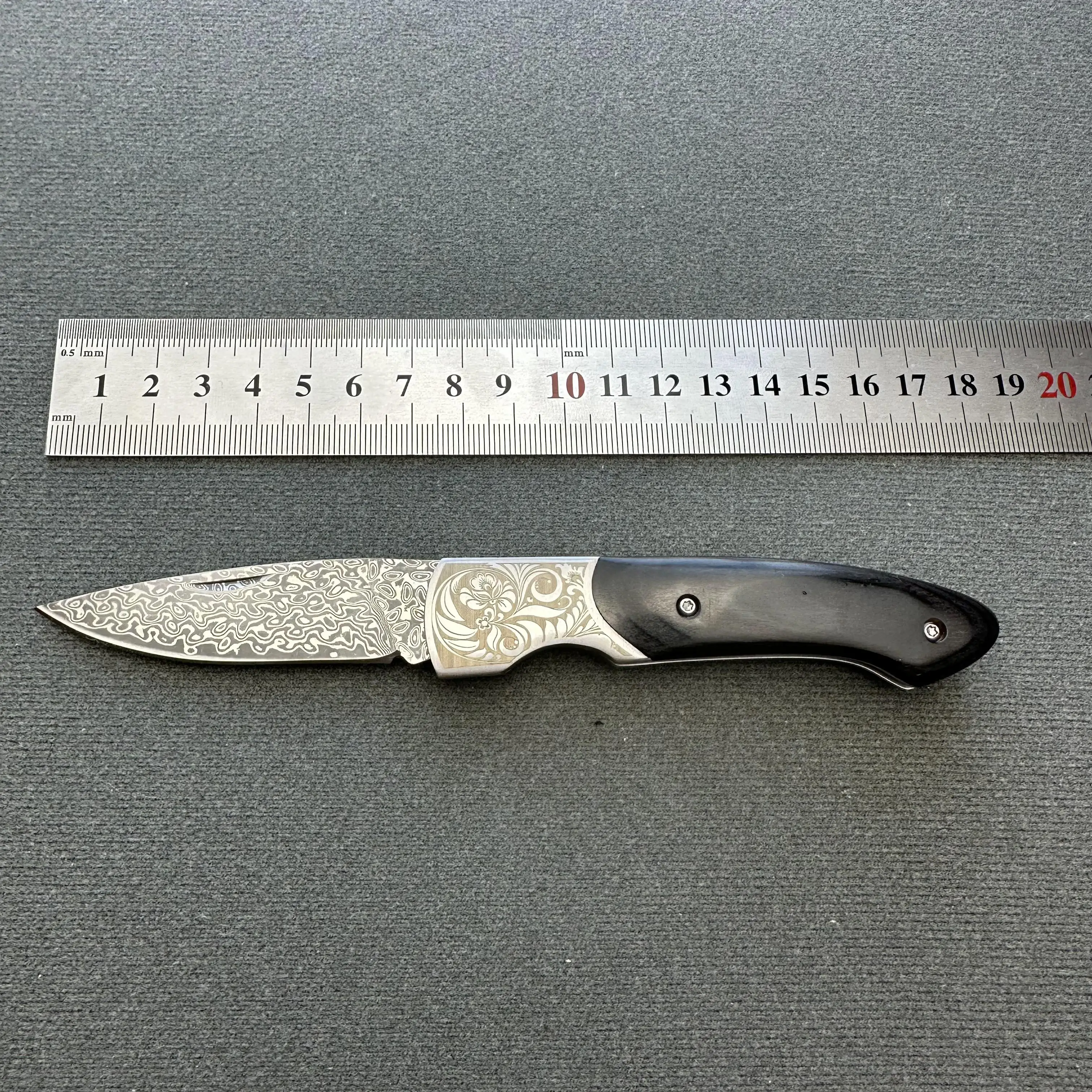 Topwell Handmade Damascus Pocket Folding Knife Vg10 Blade Sandalwood Handle Portable Outdoor Camping Fishing Gift For Men