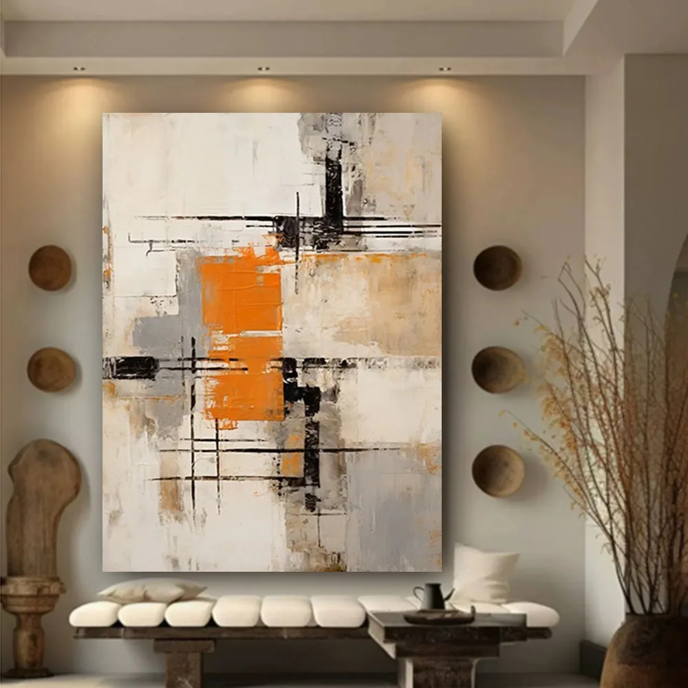 

Hand Painted oil Canvas Painting Vertical Modern Art Minimal Painting Canvas Wall Art Original Painting Black White Home Decor