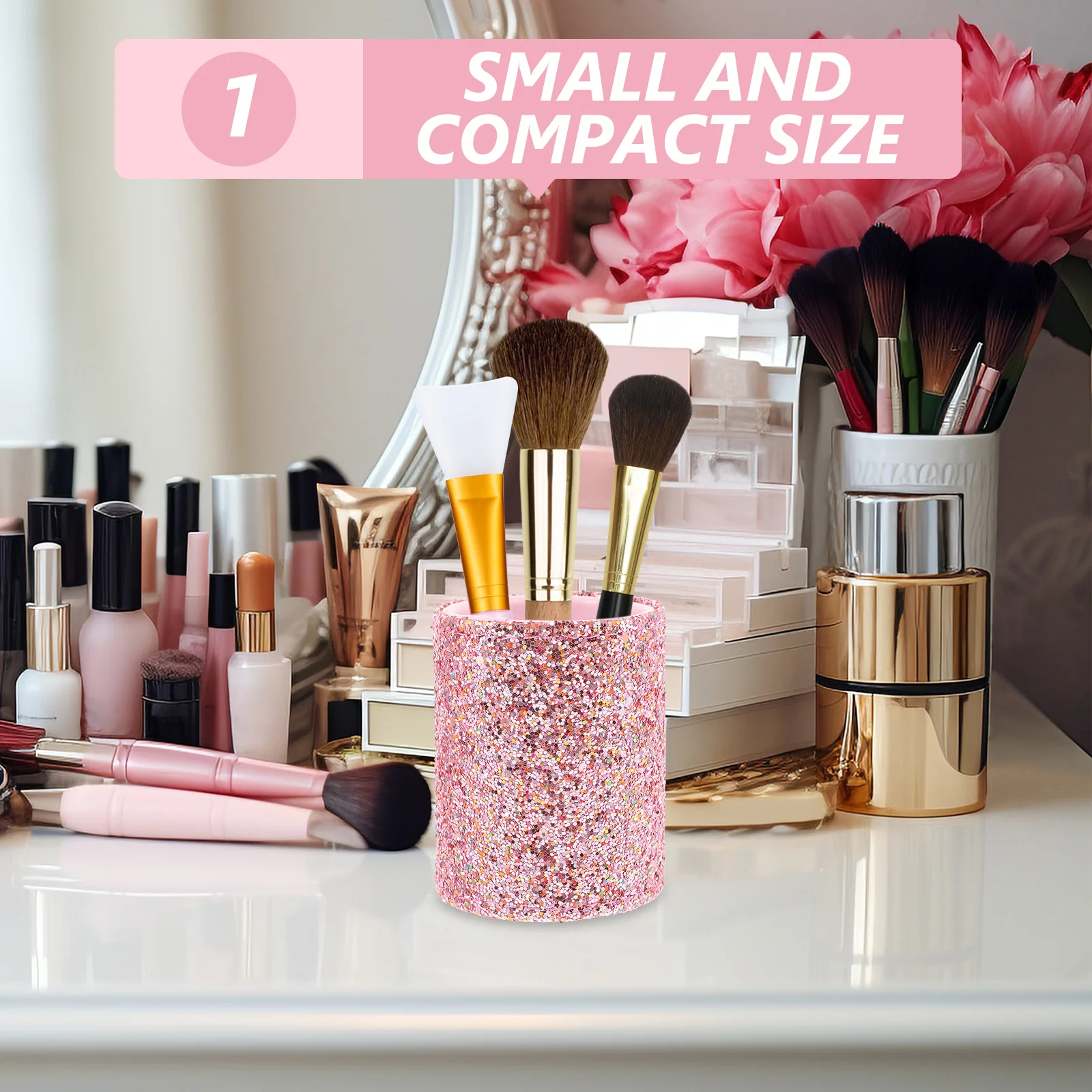 

Glitter Makeup Brush Storage Case Small Portable Holder for Makeup Brushes Eyeliners Pencils Organizer Bucket Dressing Table Use
