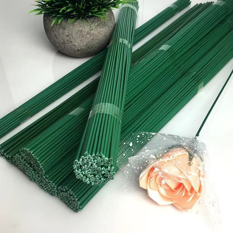 30/40cm Green Flower Stem Sticks DIY Floral Material Handmade Wire Stem Accessories