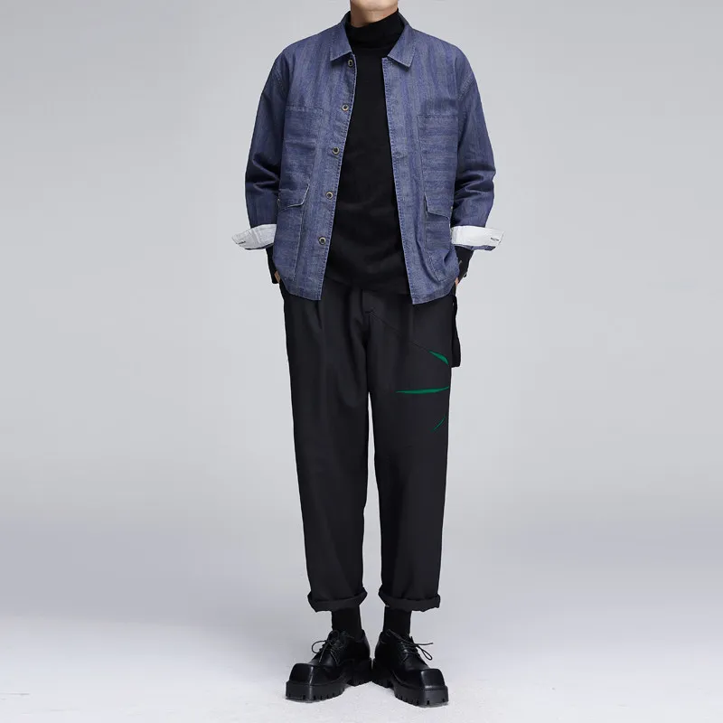 Retro Japanese Loose and Handsome Striped Men's Jacket Spring and Autumn New Simple and Versatile Casual Tone Workwear Jacket