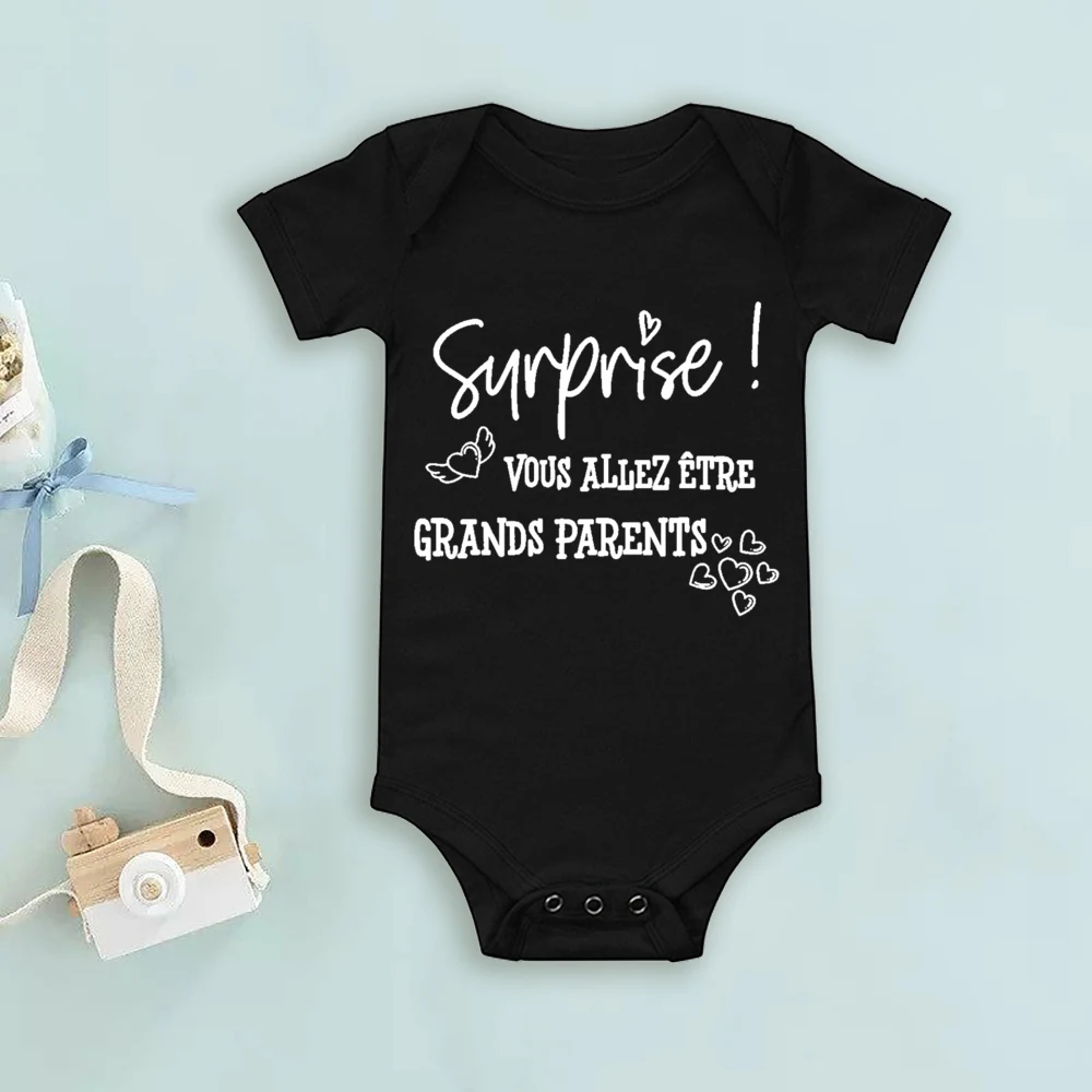 Surprise Grands Parents Newborn Baby Bodysuit Hello Grandma and Grandpa Pregnancy Announcement Baby Infant Clothes Present