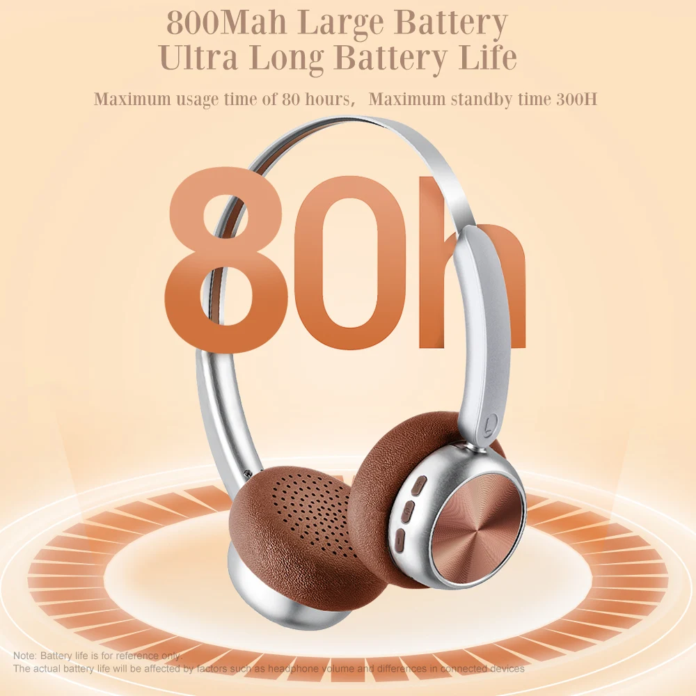 سماعات رأس معدنية لاسلكية ريترو 80 ساعة وقت اللعب بلوتوث 5.4 سماعة أزياء كلاسيكية HiFi صوت على الأذن سماعة هدية عيد الحب