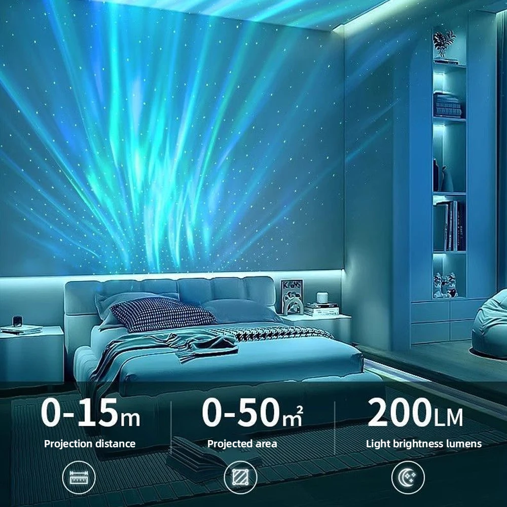 USB Star Projection Light Bluetooth Music Ambient Light Full Color Water Pattern LED Night Light