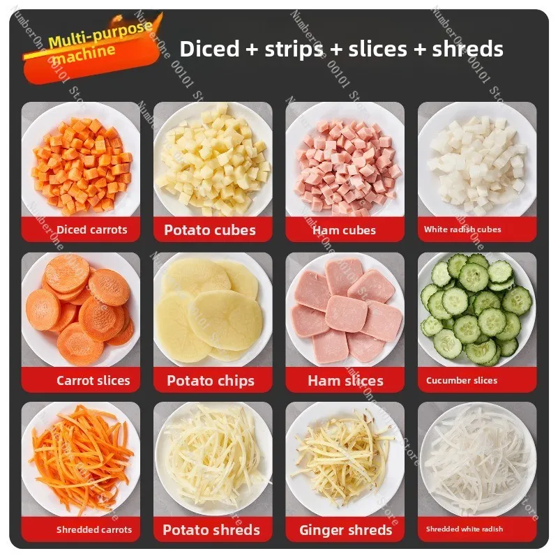 Commercial Electric Vegetable Dicer, Multifunctional Slicing Shredding Cutting Machine for Carrot Onion Potato
