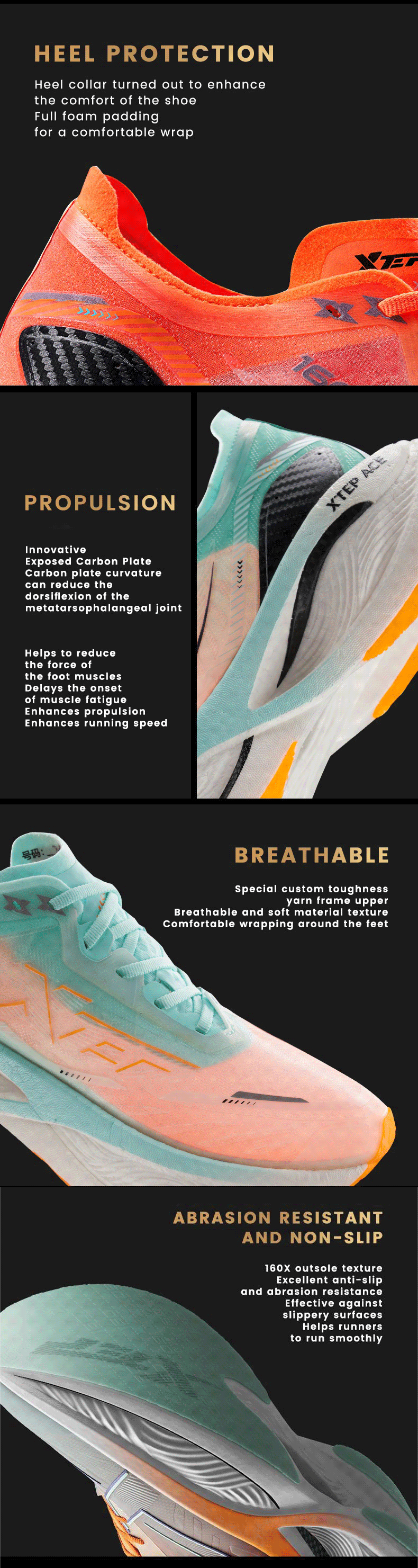 Xtep 160X 3,0 Pro Männer Laufschuhe Carbon Platte Professionelle Marathon PB Rebound Dämpfung Sport Turnschuhe Männlich 978119110115 – Detail 7