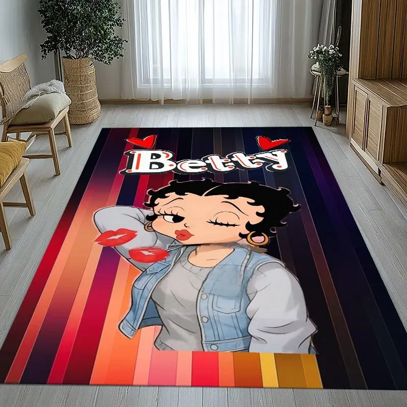 3D B-Betty Girl B-Boop Cartoon Area Rug,Soft Non-Slip Carpet Mat for Living Room Bedroom Kids Playroom,Sofa Floor Rug,Home Decor
