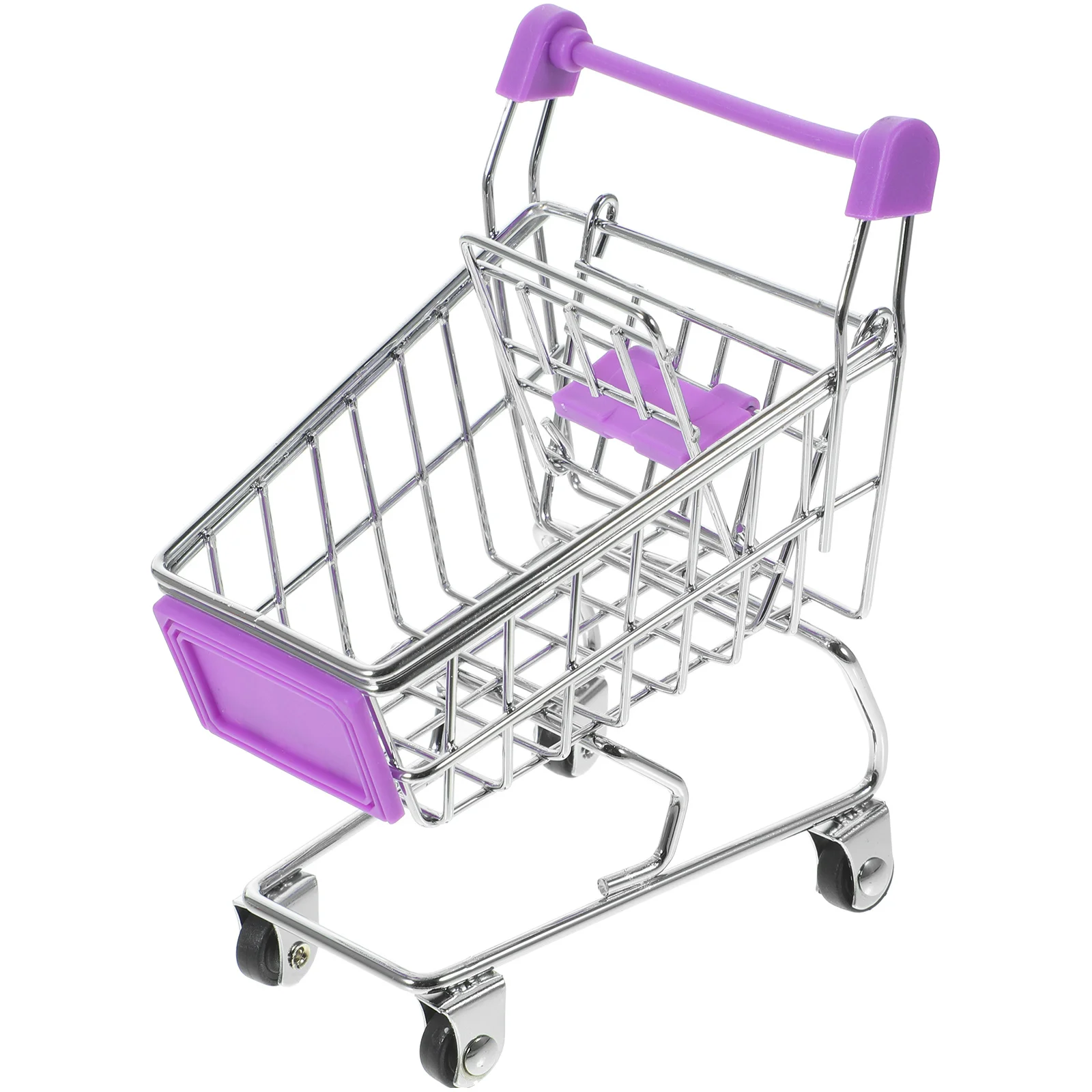 Mini cestino portaoggetti per carrello della spesa 11 * 7,5 * 11,5 cm Organizzatore in plastica metallica a colori casuali per tavolo decorativo da scrivania