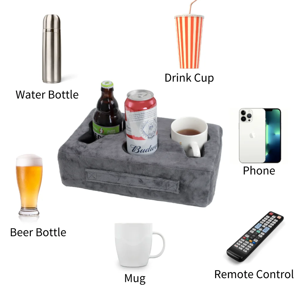 Sofa Cup Holder, Couch Cup Holder Pillow, Sofa Arm Table, Sofa and Bed Drink Caddy, Remotes Holder, for RV, Car