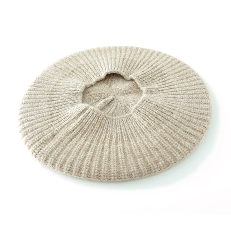 

Осень-зима, новый берет из 100% чистой шерсти для женщин, простая теплая вязаная шапка в японском стиле, модная универсальная шерстяная шапка