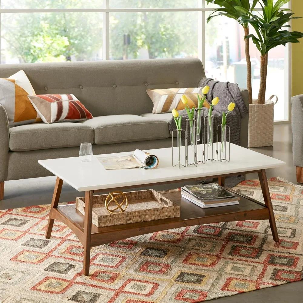 Mesa Madison Park Parker, Modern Mid-Century Accent Móveis para Sala, Médio, Off-White ou Pecan