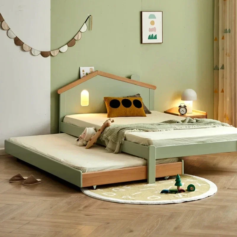 Fabricante de muebles personalizados, cama de madera para dormitorio infantil, cama individual doble, cama cómoda y suave