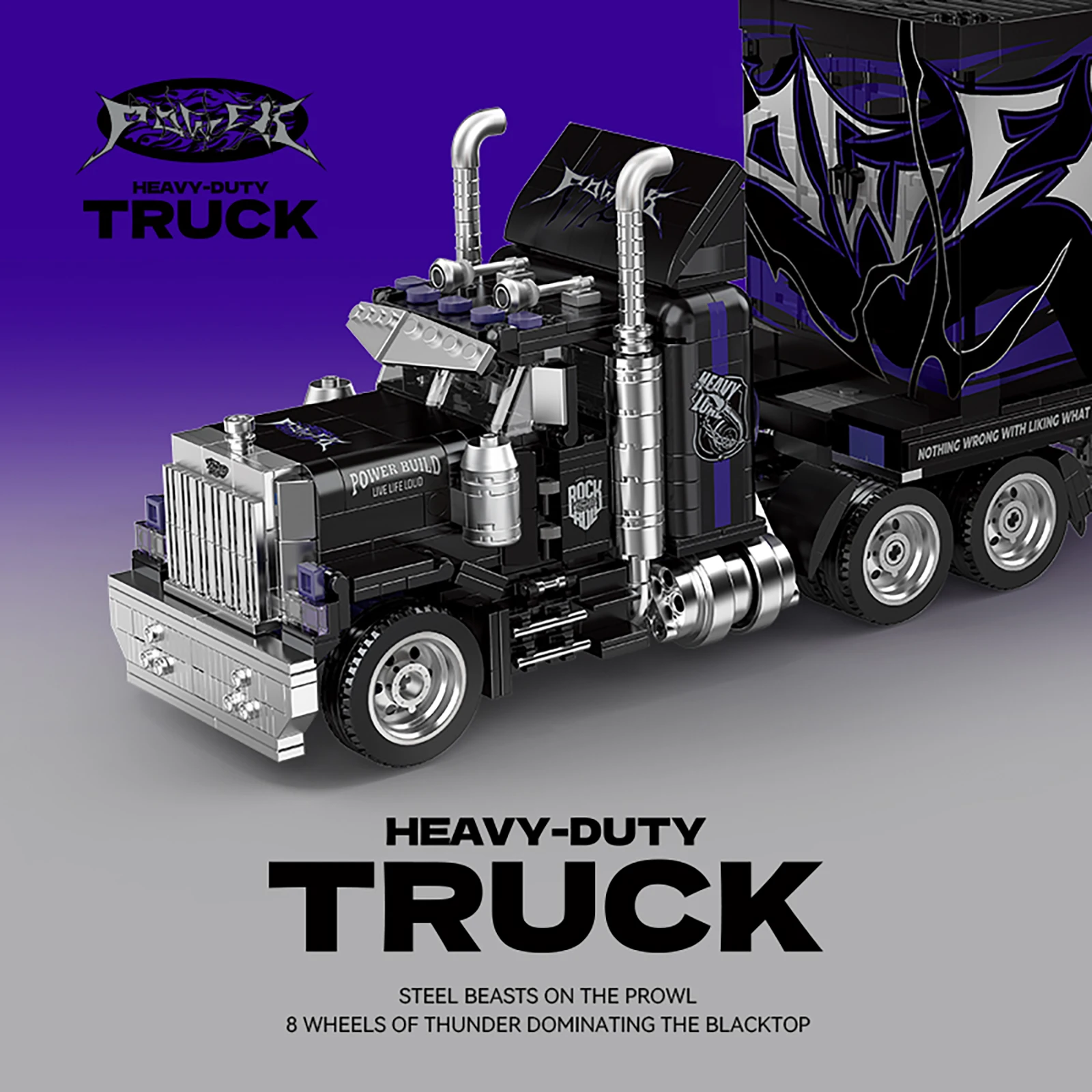 PB8829 Brinquedo de blocos de construção de caminhão contêiner de grande equipamento estilo retrô - modelo de construção de mais de 1500 peças para adultos e crianças