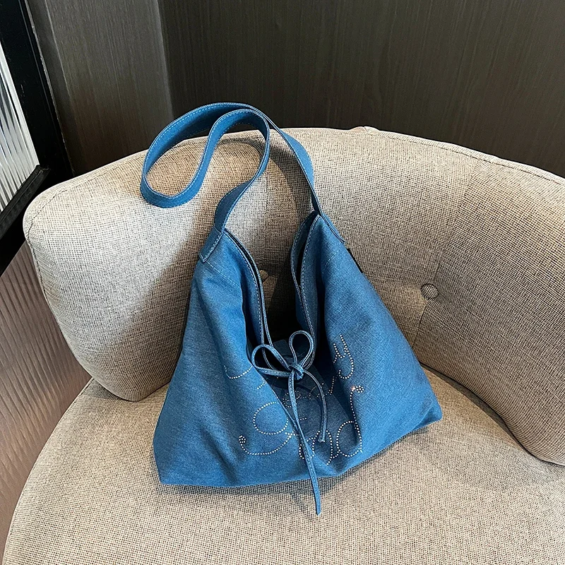 

Nylon Solid Color Bow Shoulder Bags Sequined Large Capacity Ladies Bags on Sale 2025 Brand Commuting Simple Women's Handbags