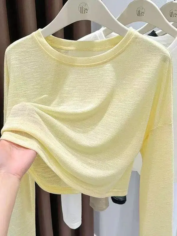 Lightweight Breathable Summer Sun Protection Top Thin Sensation Quick Dry Long Sleeve Fitness Casual Cover up for Women