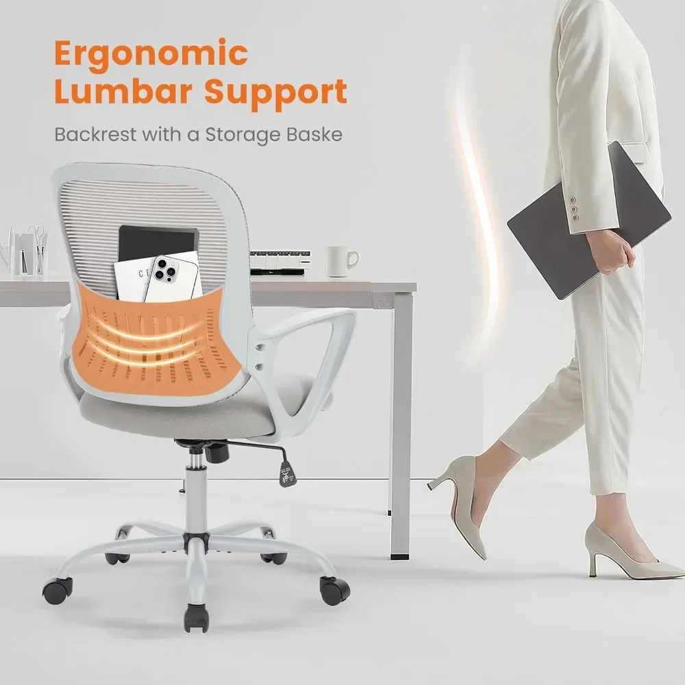-Office Computer Desk Managerial Executive Chair, Ergonomic Mid-Back Mesh Rolling Work Swivel Chairs with Wheels, Comfortable