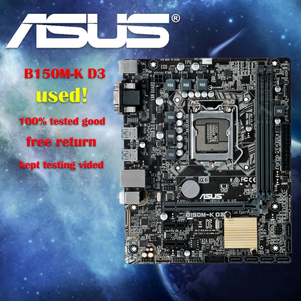 Asus B150M-K D3 Desktop Motherboard B150 Socket LGA 1151 i7 i5 i3 DDR3 32G SATA3 Micro-ATX