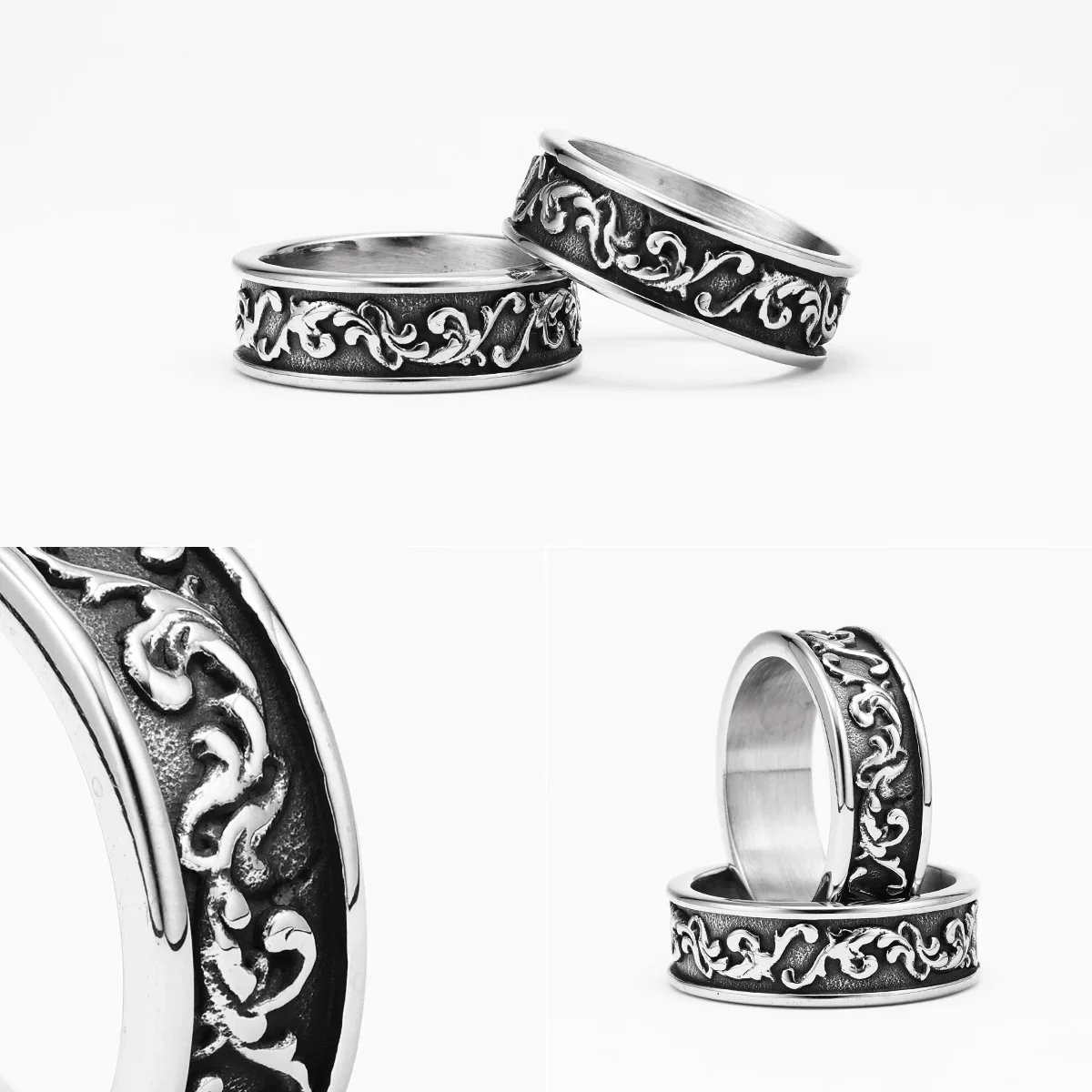 Aesthetic Flower Wreath Men Rings Stainless Steel Retro Punk Gothic NeW Rock Women Jewelry Fashion Accessories Gift Wholesale