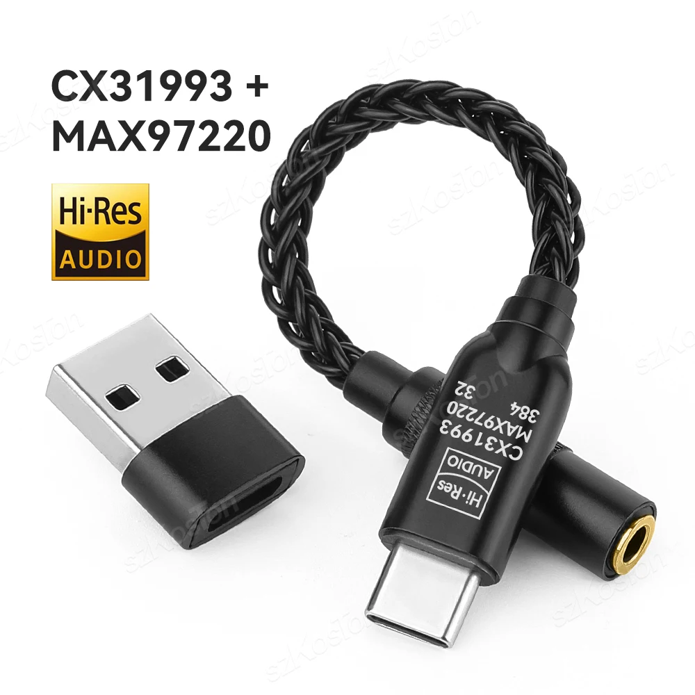 CX31993 MAX97220 Dual Chip Type C naar 3,5 mm hoofdtelefoonversterker DAC HiFi Audio Decoder IEM AMP Smartphone-adapter voor Android