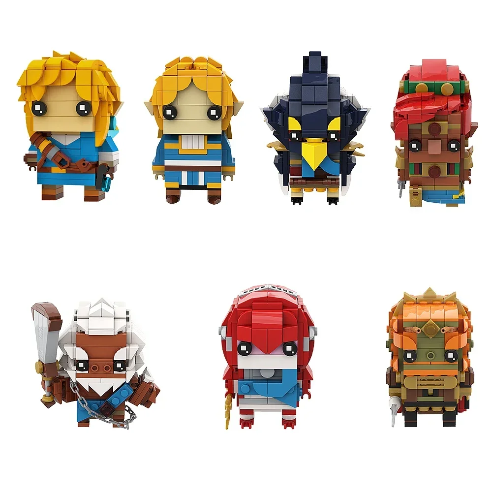 Gobrcks MOC Link Princess Zeldaed BrickHeadz Breath of the Wild Anime Figures Game Model Bricks DIY Building Block Toy For Gift