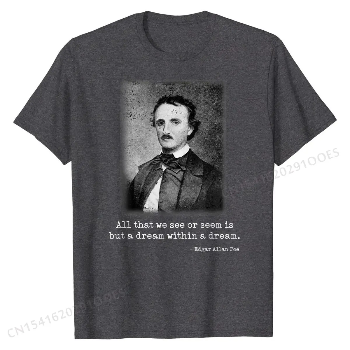 Edgar Allan Poe Quote All That We See Famous Author Quote T-Shirt Fitted Men Top T-shirts Cotton Tops T Shirt Unique