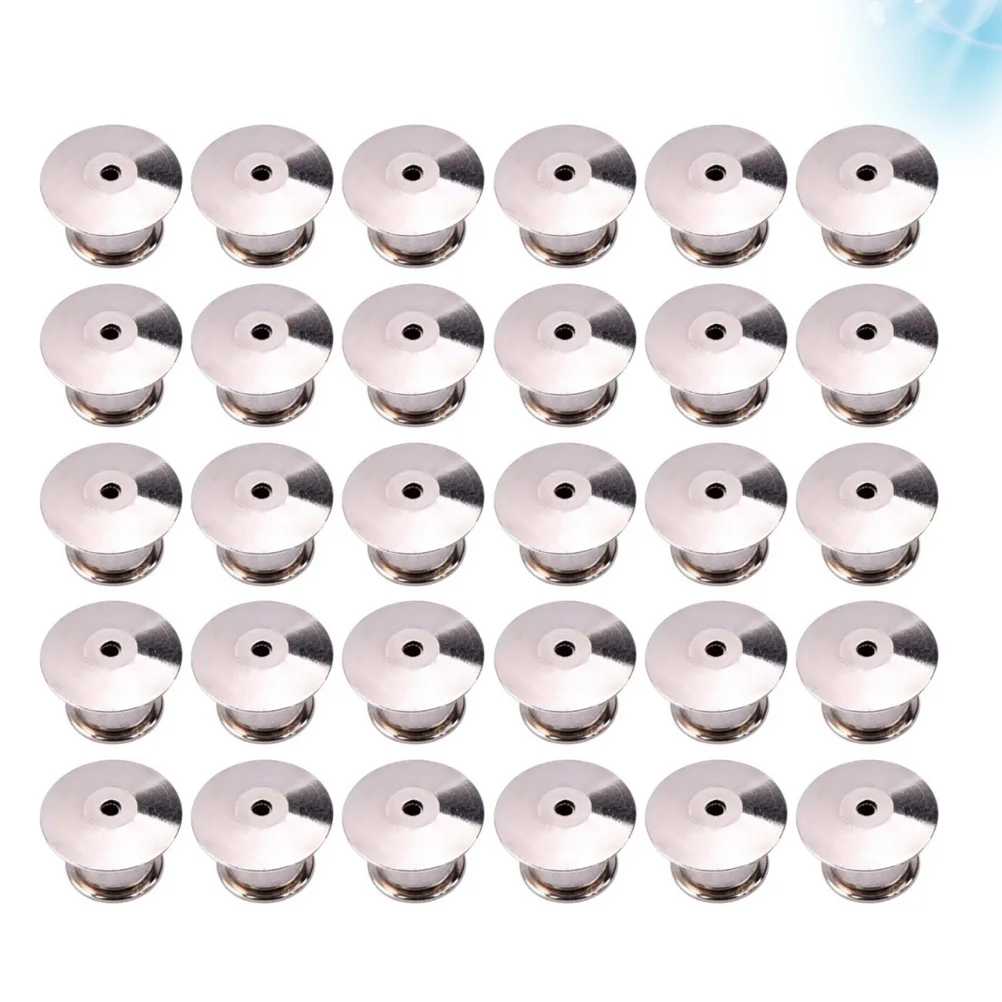 

30PCS Durable Metal Flat Locking Pin Backs Brooch Badge Accessories (Silver) pin keepers locking pin keepers