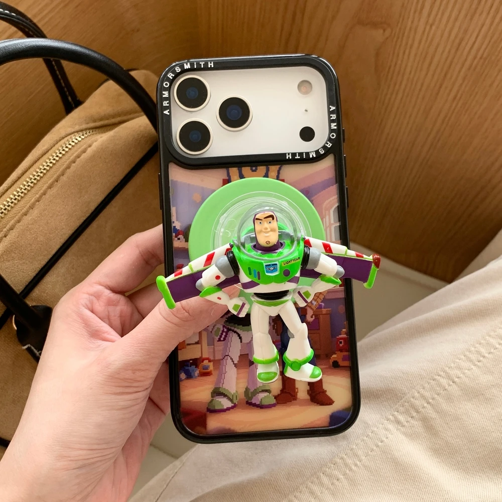 ديزني توي ستوري ثلاثية الأبعاد وودي الطنانة حامل قبضة مغناطيسي Magsafe شحن لاسلكي جراب هاتف آيفون 17 16 15 14 13 برو ماكس غطاء #5