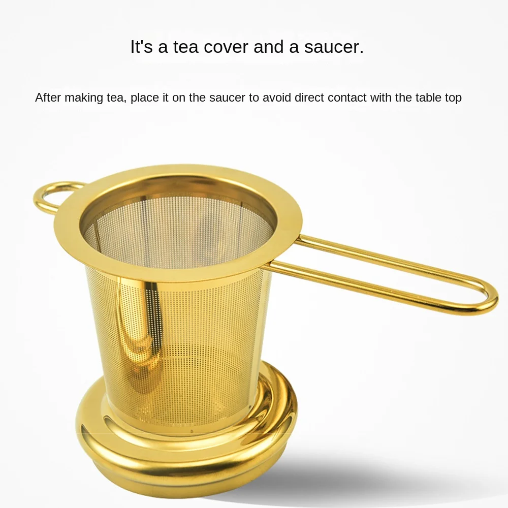 Reusable Hanging Tea Infuser with Lid Fine Mesh Spice Filter Rust-proof Folding Handle Loose Tea Infuser Basket Kitchen