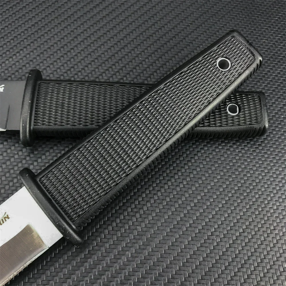 Cold Fixed Blade Knife 8Cr13Mov Blade White/Black Nylon Wave Fiber Handle with Sheath Tactical Military Straight Knife