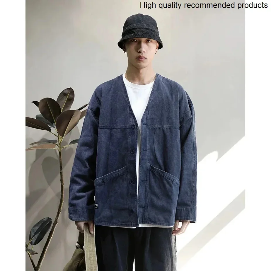 Streetwear masculino japão cityboy coreano vintage moda solta causal denim quimono jaqueta feminina primavera outono jeans casaco outerwear