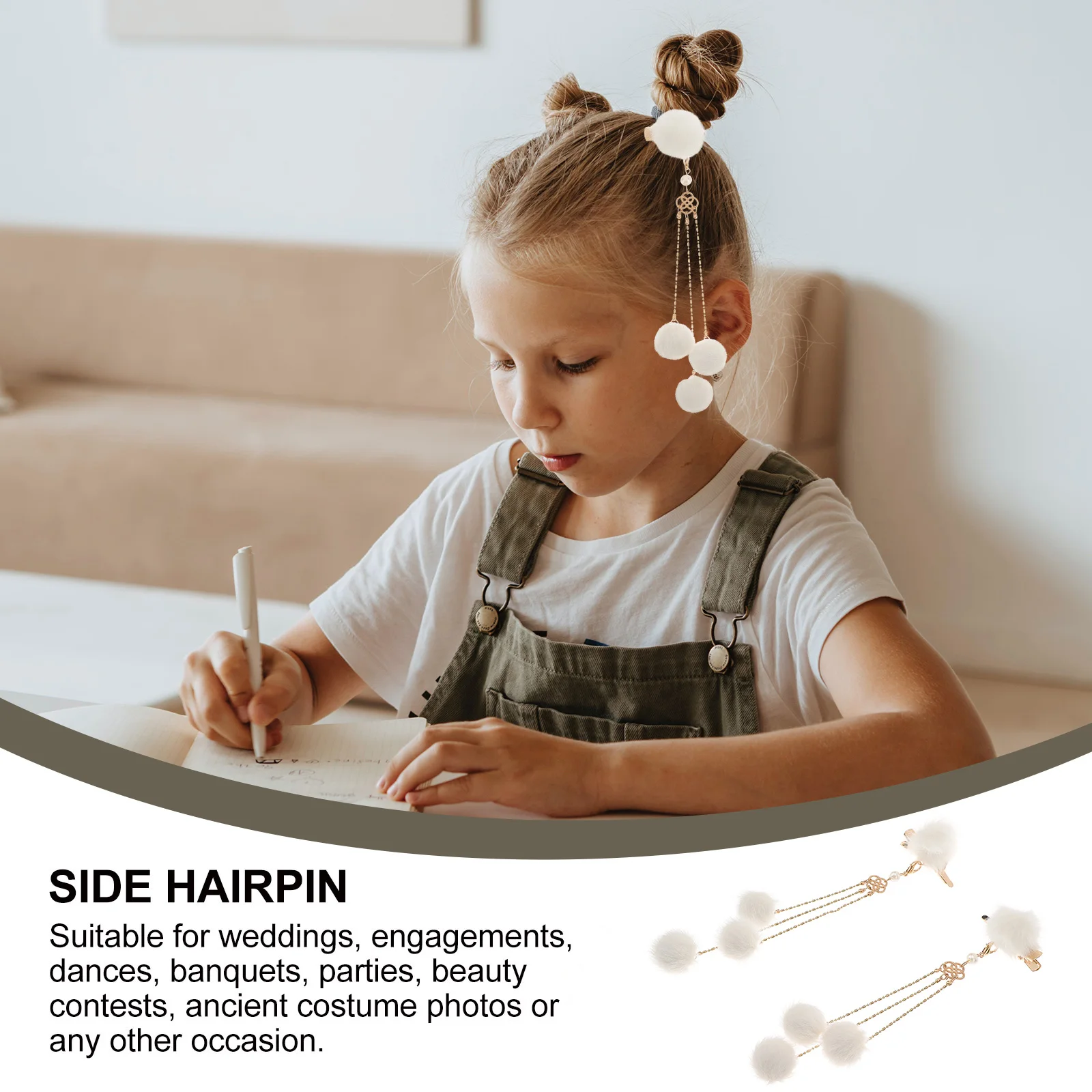 

1Pair Creative Tassel Hair Clip Exquisite Fashion Accessory Side Tassel Pearl Jewelry Wedding Party Daily Wear