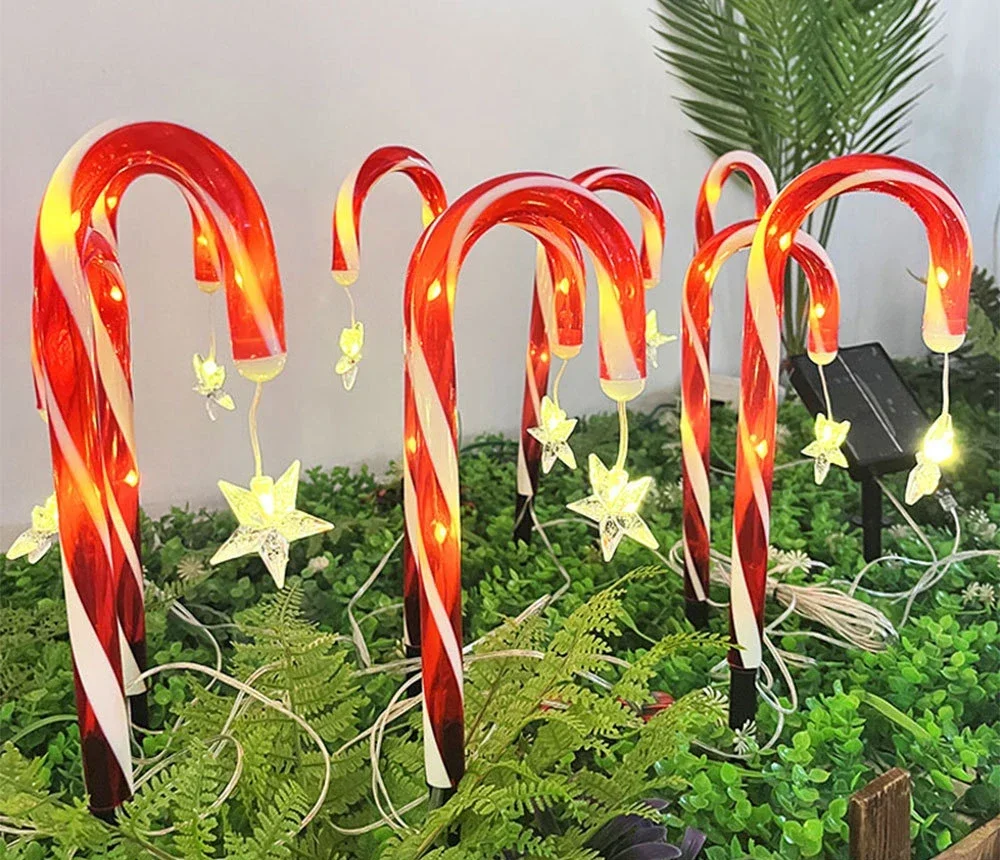 Led Solar Walking Stick Into The Ground Light Outdoor Garden Park Christmas Festive Atmosphere Light