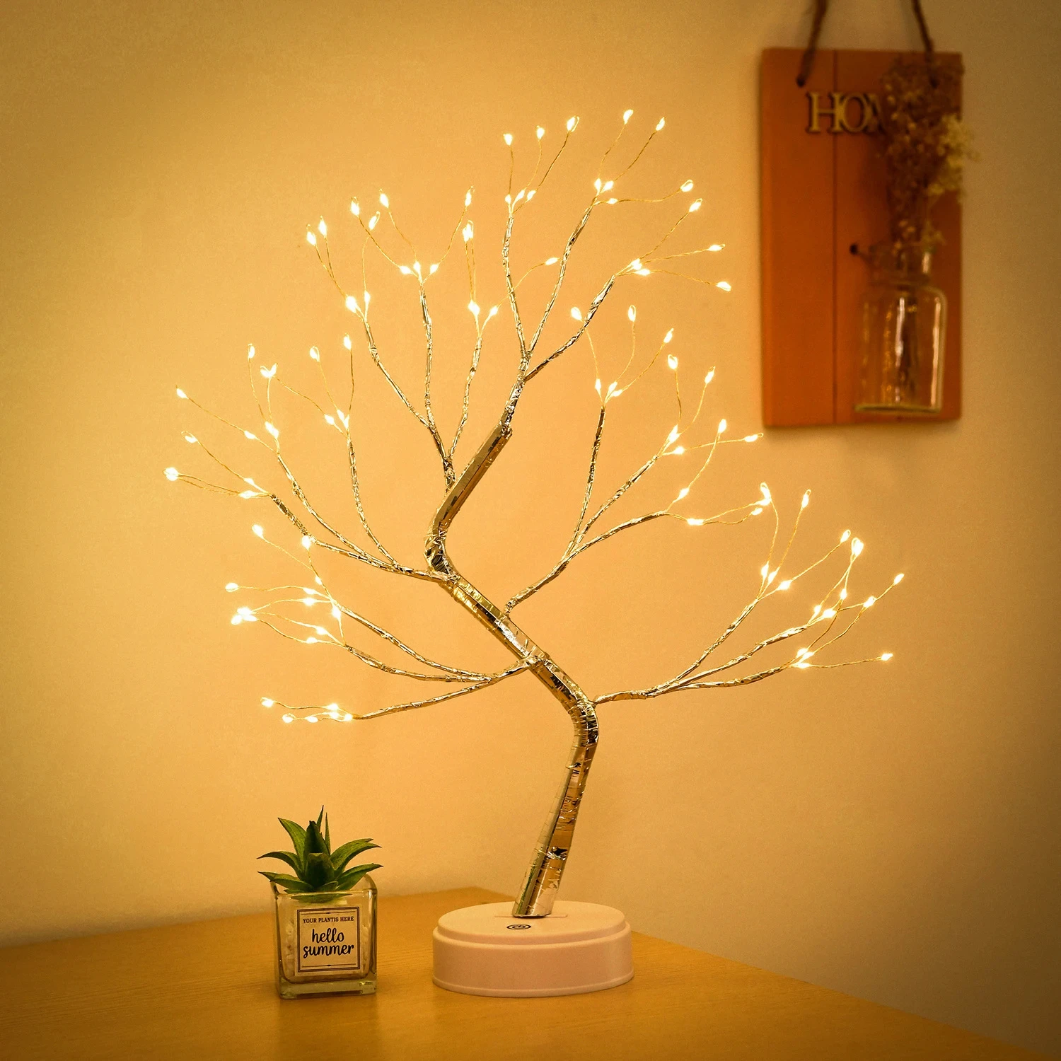 Luz de árbol LED de noche con Interruptor táctil, cable de cobre, luz de mesita de noche, lámpara de Decoración de mesa para el hogar, dormitorio, iluminación navideña