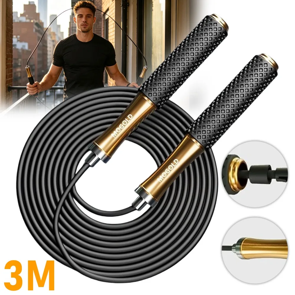 Skakanka z linką PVC, regulowana, aluminiowe uchwyty, łożyska kulkowe, do HIIT, boksu, CrossFitu, treningu wytrzymałościowego, siłowni domowej