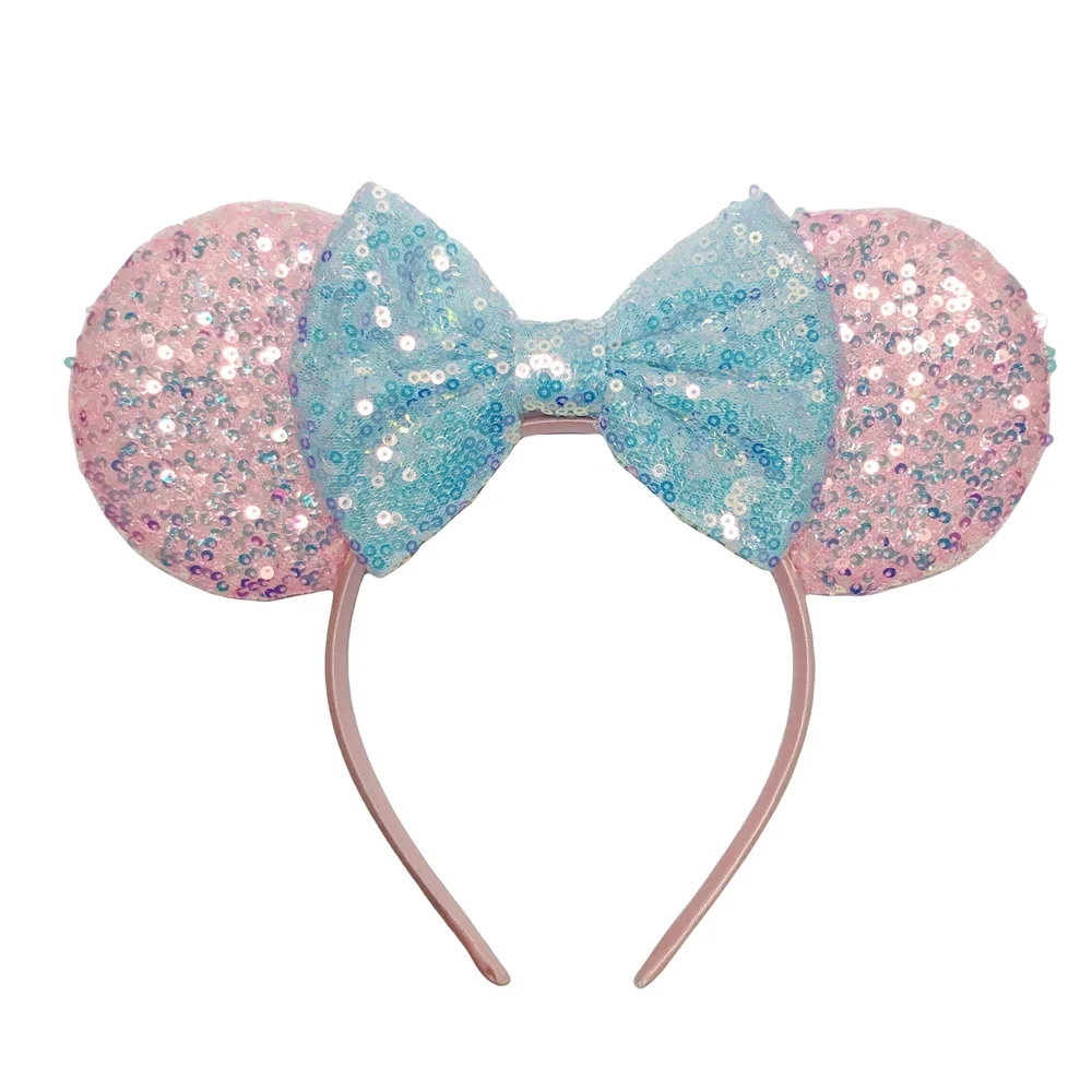 Ziming  New Designed Mouse Ears Headband For Girls Sequin Bow Hairband Festival Party Cosplay DIY Hair Accessories