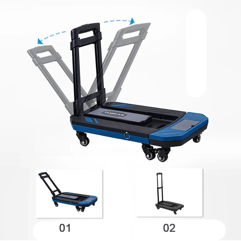 

-Portable Foldable Car Luggage Cart Handling Platform Hand Luggage Trailer Durable Goods Handling Trolley