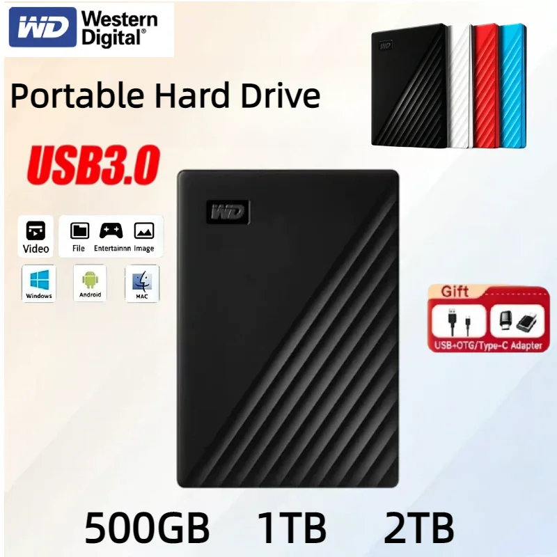 2026 Western Digital WD 500GB 1TB 2TB My Passport Tragbare Externe Festplatte HDD USB 3.0 Hochgeschwindigkeits-Externe Festplatte für PC