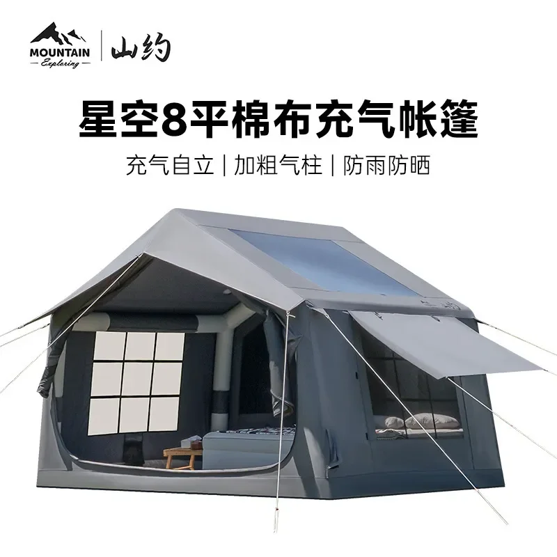 For Shanyo Cotton Cloth 8+8m2 Automatic Inflatable Tent Outdoor Camping Overnight Expandable Folding Equipment Full Set