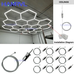 Hexagonal light cable 2.5M Adjustable suspension 1cm-250cm Cables Steel Hanging chain Lamp Celing for Hex Garage Honeycomb Tube