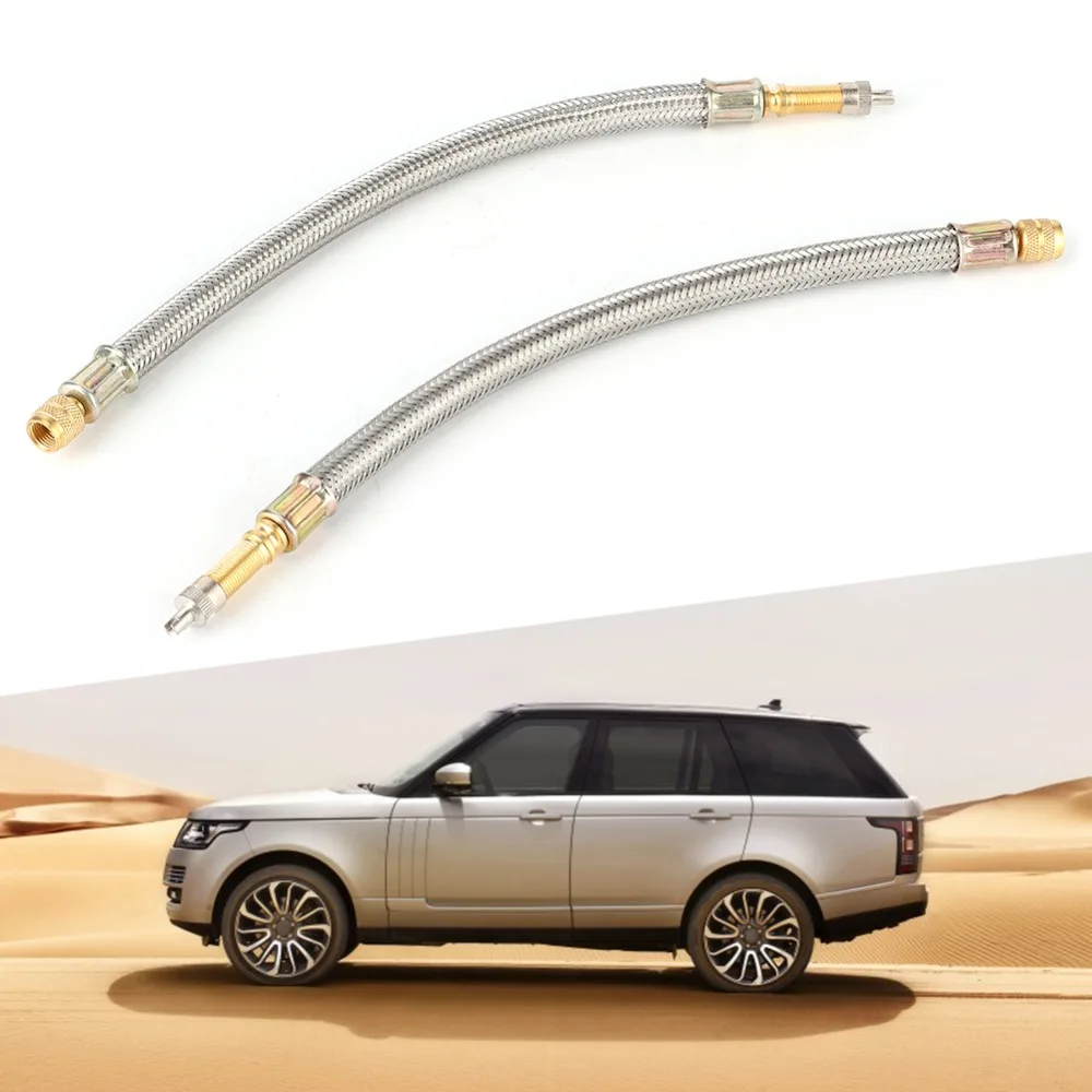 2PCS Stainless Steel Braided Tire Valve Stem Extension Two Lengths: 250mm / 300mm Universal Valve Stem Hose Adapter