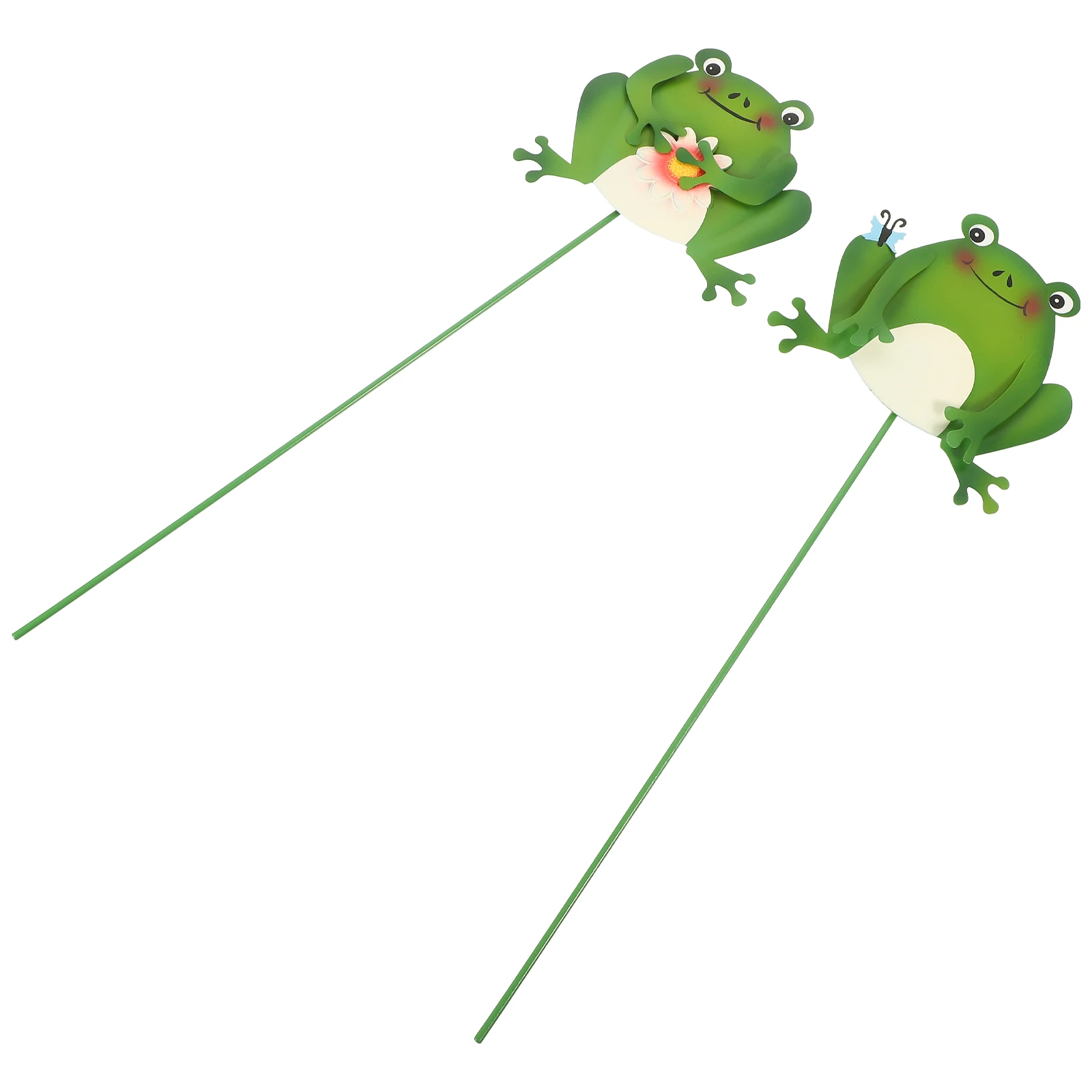 

2 Pcs Iron Frog Stakes Artificial Garden Decor Yard Ornaments Patio Decoration Frogs Stakes Metal Planter Stake Outdoor