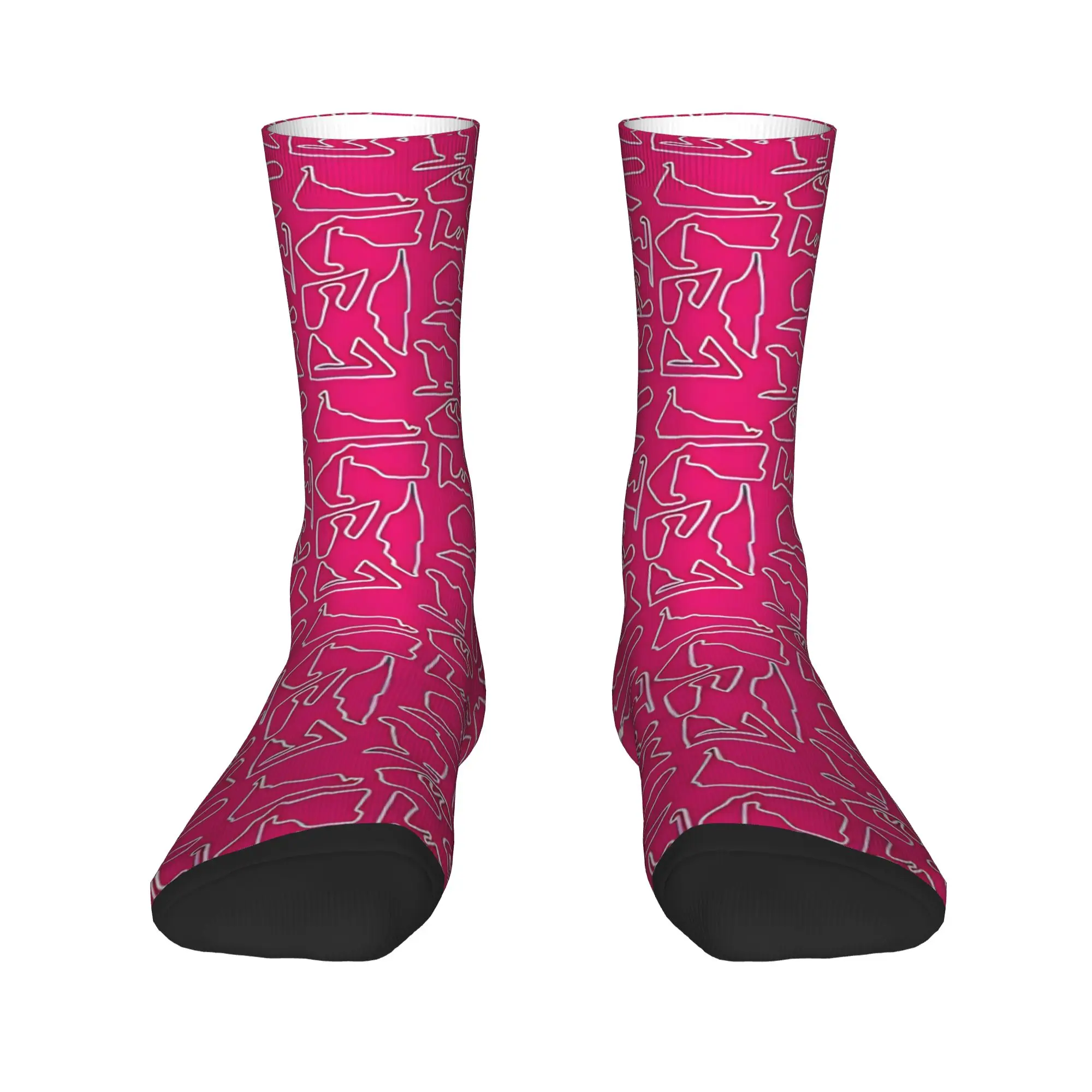 Tracks Pink Version Socks  Anti Sweat Stockings Men Comfortable Outdoor Sports Socks Autumn Funny Graphic Socks