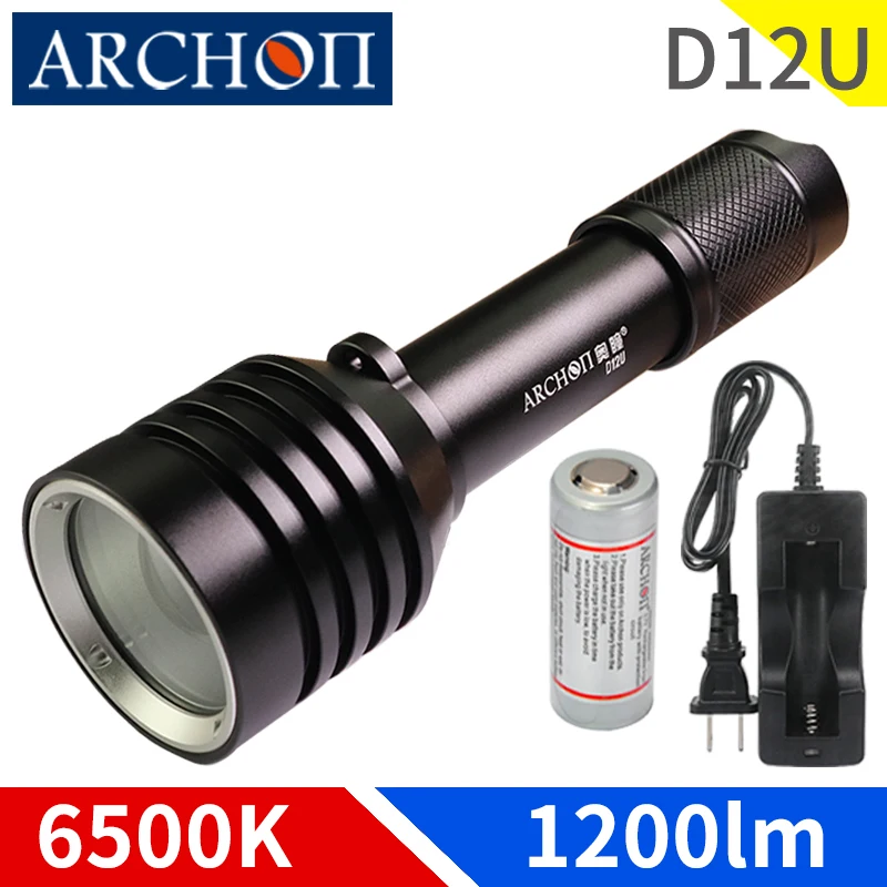 

Archon D12u Rotating Zoom 6500k White 1200 Lumens Diving Light Red Focus Light Scuba Diving Underwater Photography Torch